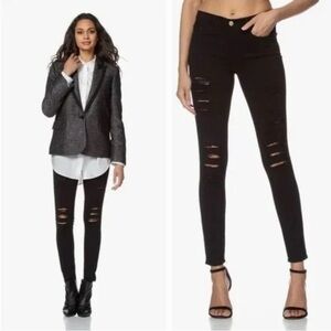 Frame Le Skinny De Jeanne Black Film Noir Distressed Jeans Size 25